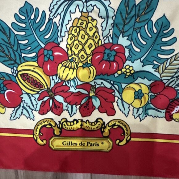 Italian made Scarf Caribbean Colorful Flowers Fruit St Martin Tropical - Picture 3 of 5